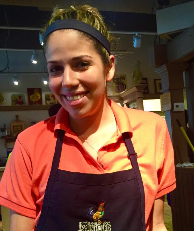 Anna Huerta, one year on the job at Egg Harbor, the neat breakfast and lunch joint on Main Street in downtown Lake Geneva. Just as great at service and fun as her always smiling countenance denotes. This woman is a true asset to the restaurant and Lake Geneva. She got a bit tip this day but gave more than she got!