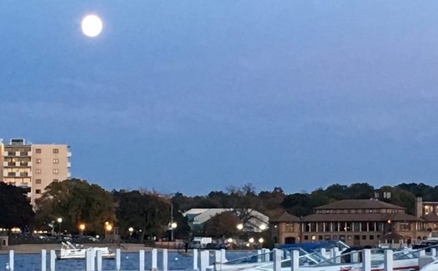 Full Fall Moon over Lake Geneva