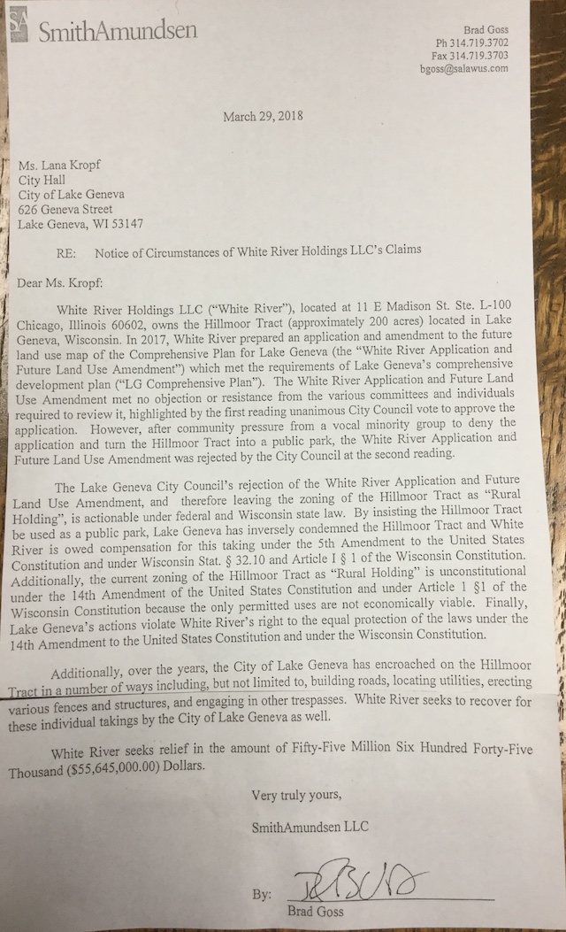 Lawsuit against City of Lake Geneva