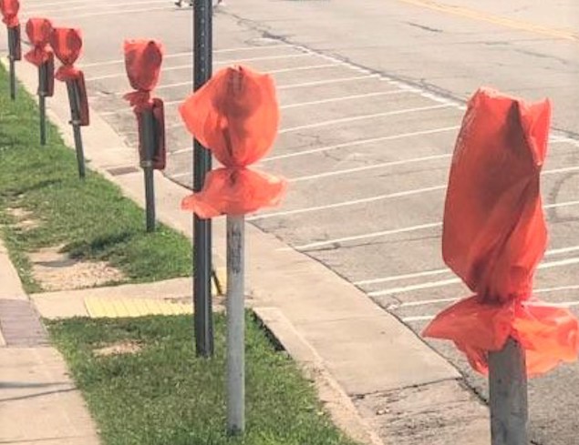 Parking Meters shrouded