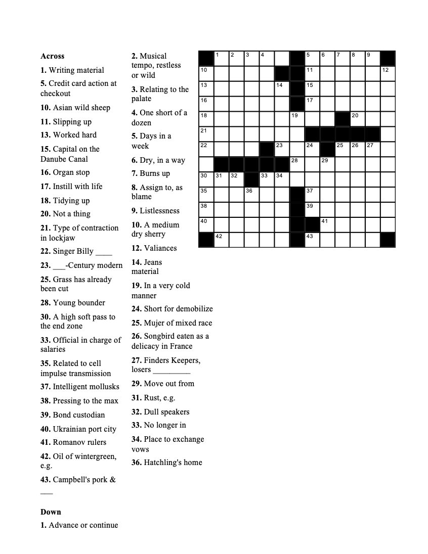 Crossword Puzzle