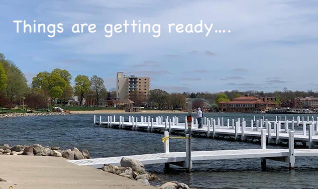Getting Piers ready Lake Geneva