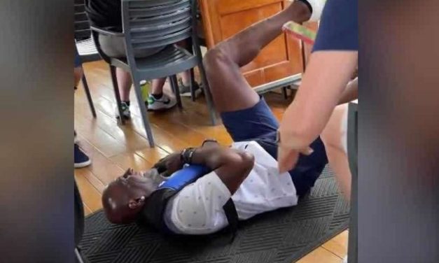 Donald Driver stumbles after delivering the Mail